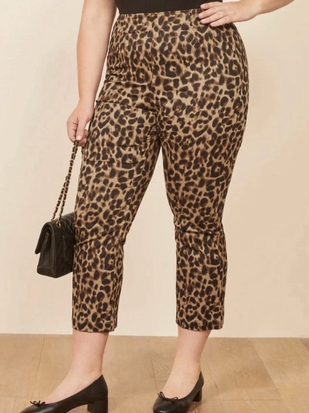 Reformation Marlon Leopard Print Cropped Ankle Pants Plus Size 24